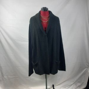 White Stag Black Oversized Grandma Grandpa Sweater front patch pockets XL 16-18